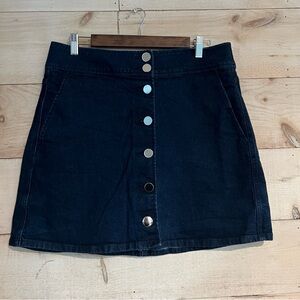 Kate Spade Denim Blue Mini Skirt Casual Work Gold Buttons Sz 14